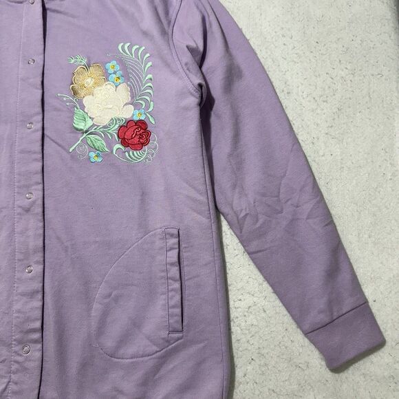 CW Classics Women's Large Snap Button Grandma Cardigan Sweater Lavender Floral - Picture 4 of 11